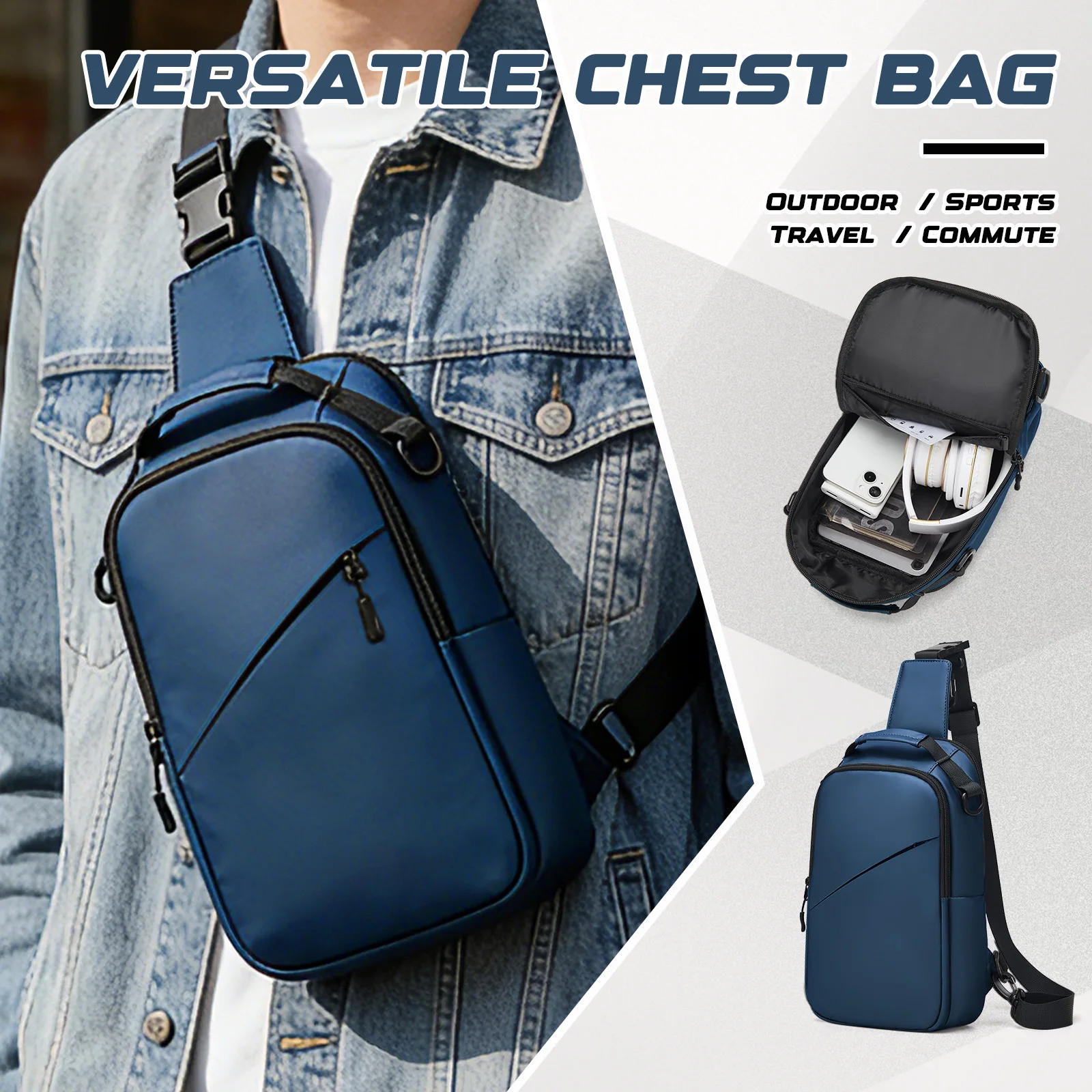 Bags for Man, Chest Bag Crossbody Bag, Men Shoulder Bag Sling Bag Cross Backpack for Riding Travel, Commuting Man Small Backpack