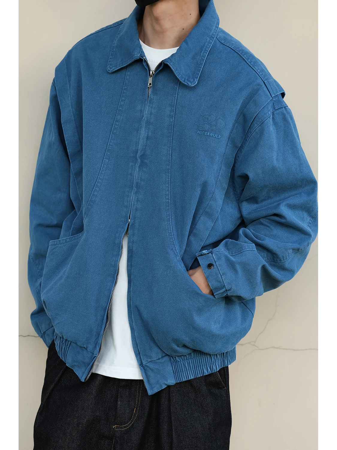 

Retro Distred Lapel Workwear Jaet for Men Loose Fit 3D Tailoring Splicing Outerwear Autumn Spring Winter Cotton Long Sle...