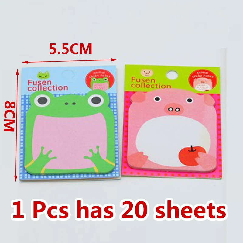 22pcs Cartoon Animals Cute Sticky Notes Note Paper segnalibro creativo autoadesivo Note Paper materiale scolastico messaggio Sticker