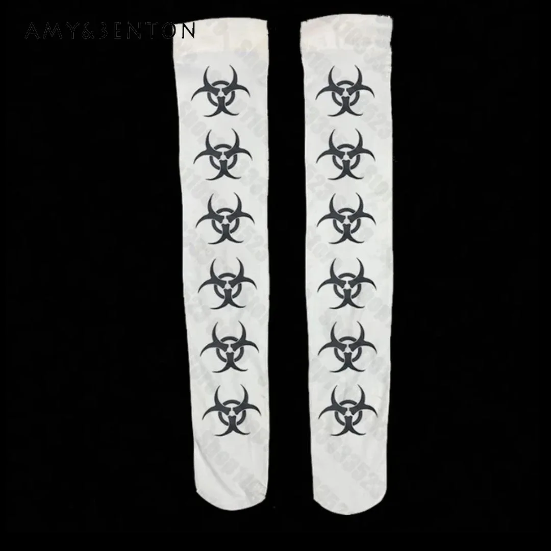 Two Dimensional Dark Anime Print Punk Rock Sexy Thigh High Stockings Subculture Hot Girl Y2K Stockings Versatile Bottom Socks