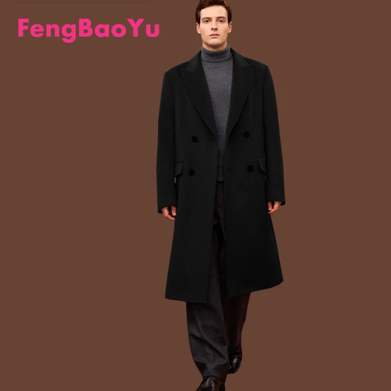 

Мужское пальто Fengbaoyu из 70% кашемира и 30% шерсти, двустороннее, зимнее, класса люкс, деловой повседневный стиль, с длинными рукавами, комфортное и мягкое
