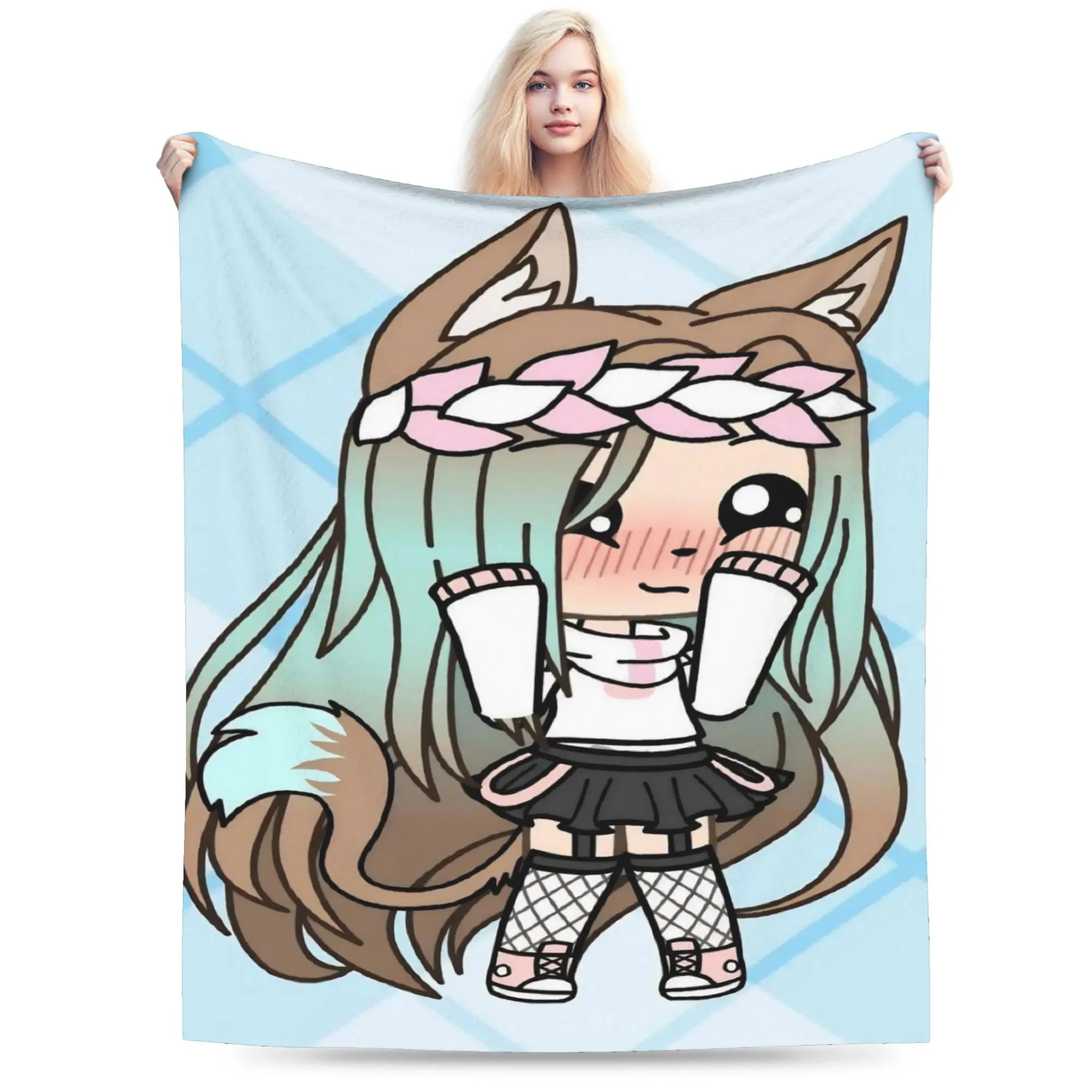 New Arrival Gacha Life Cartoon Blankets Soft Coral Fleece Plush  Cozy Throw Blankets Machine Washable