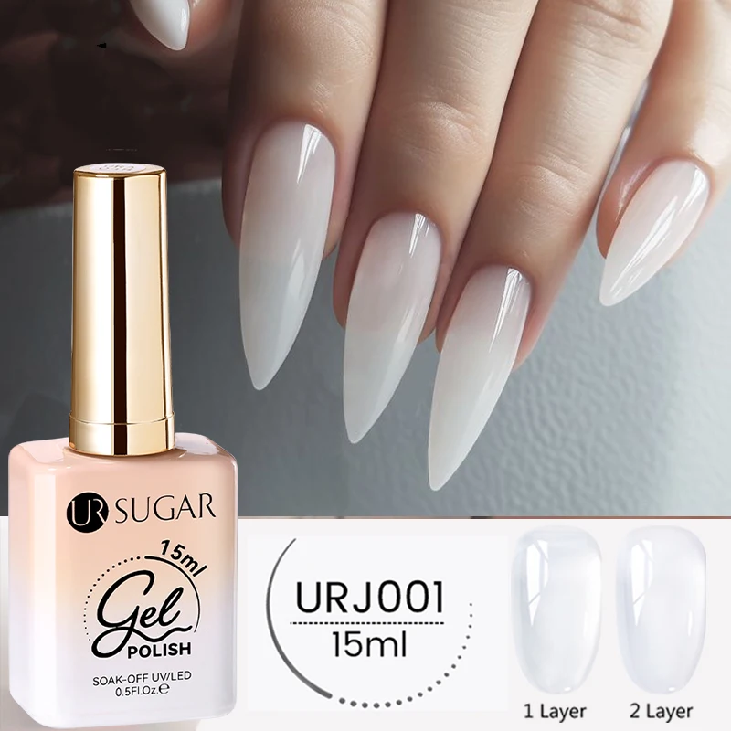 UR SUGAR 15ml Jelly Milky White Pudding Translucent Color Gel Polish Semi Permanent UV Gel Nail Art Soak Off Gel Varnish