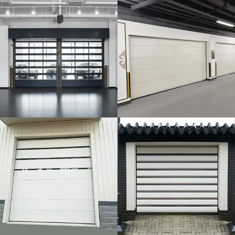 for View Foldable Aluminum Alloy Electric Door Industrial Grade Surface Treatment Durable Operation Garage and Work
