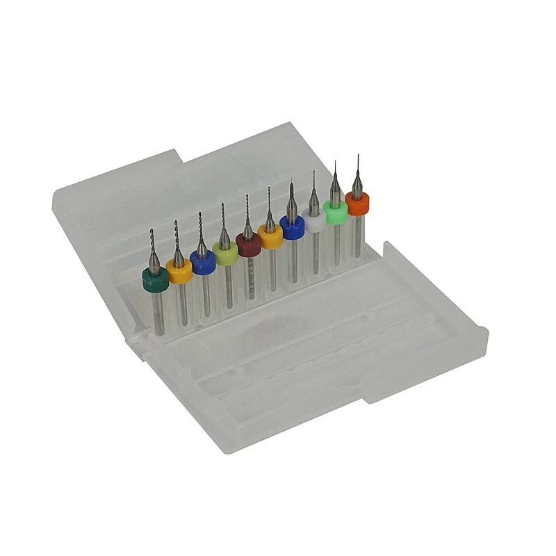 10 pezzi PCB mini set di punte da trapano trapano in metallo duro di acciaio al tungsteno per kit di utensili per punte per macchine router CNC 3.175mm