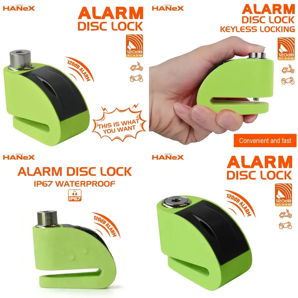 China Motorcycle Disc Lock 120dB Anti-theft Alloy Steel Locking Pin E-Scooter Alarm Disc Brake Lock