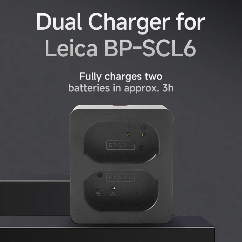 Dual-Slot BP-SCL6 Charger Portable Fast Charging Accessory for Leica Q2 Q3 Q2 Monochrom Q3 43 Cameras