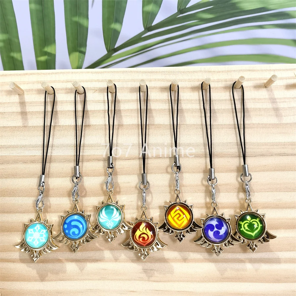 Hot Game Vision Mobile Phone Pendant Fontaine Sumeru Keychain Cosplay Luminous 7  Element Weapons Role-playing props Friend Gift