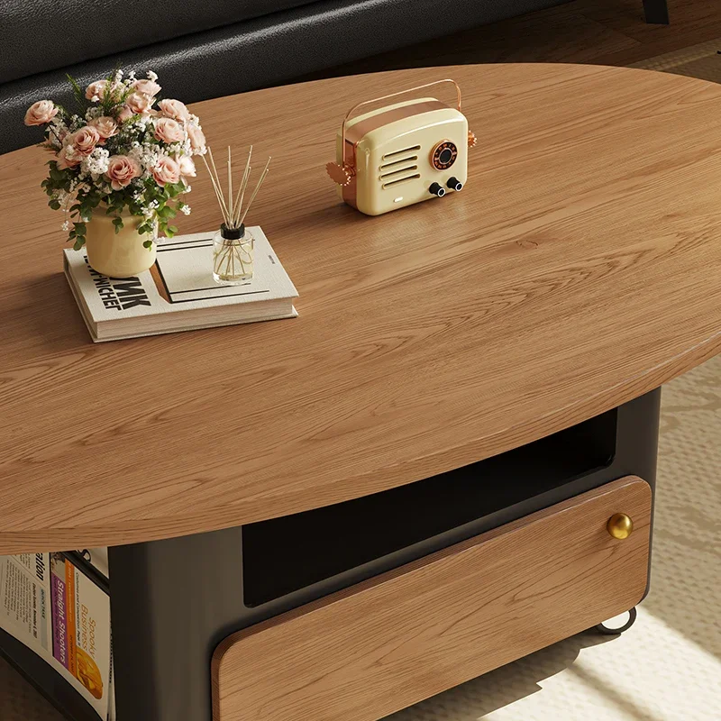 Italian solid wood minimalist coffee table living room home medium and ancient style senior designer art small apartment movable