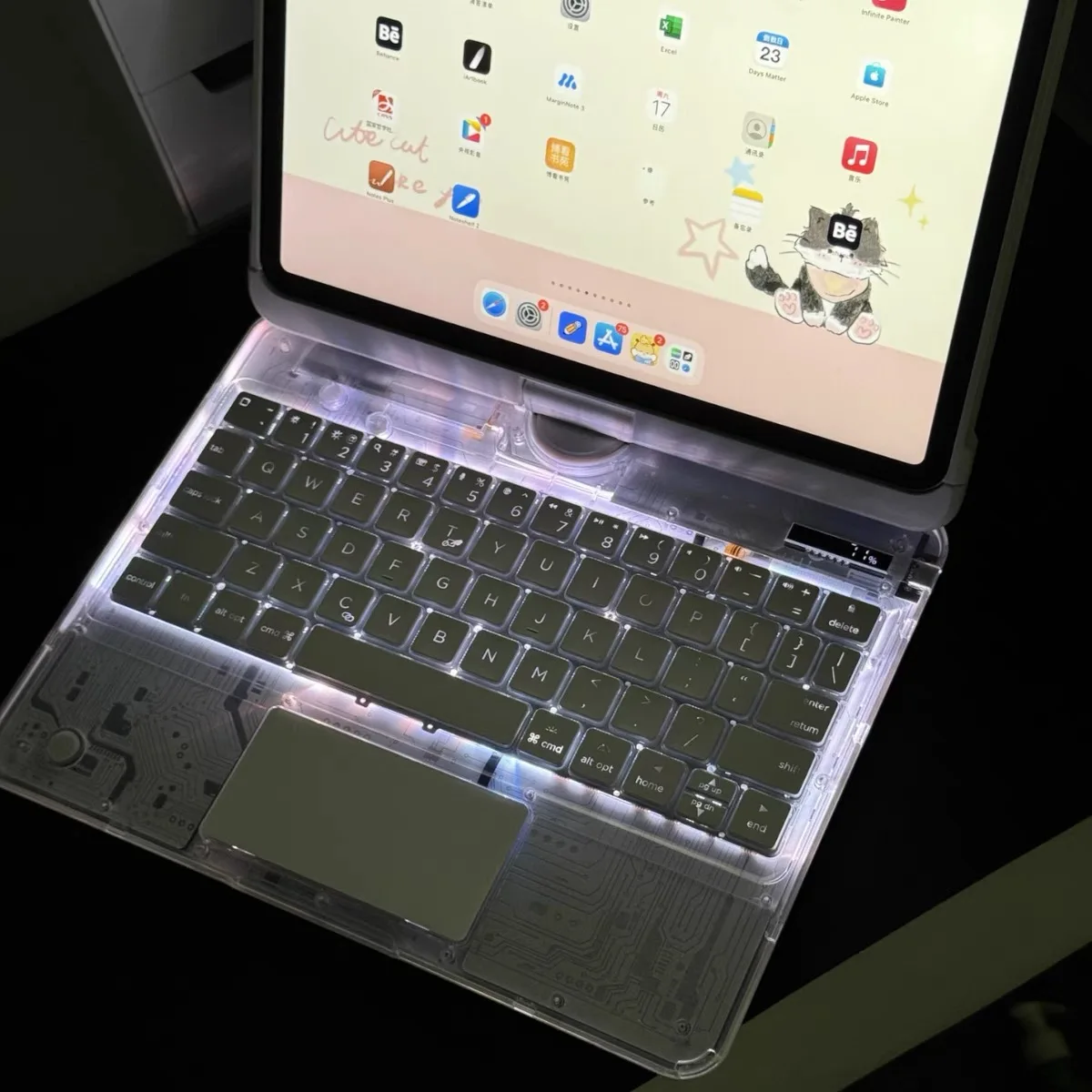 Rotating Magic Keyboard เหมาะสําหรับคีย์บอร์ด/เคส/ขาตั้ง iPad ซึ่งเป็นผลิตภัณฑ์อัจฉริยะ Bluetooth มัลติฟังก์ชั่น