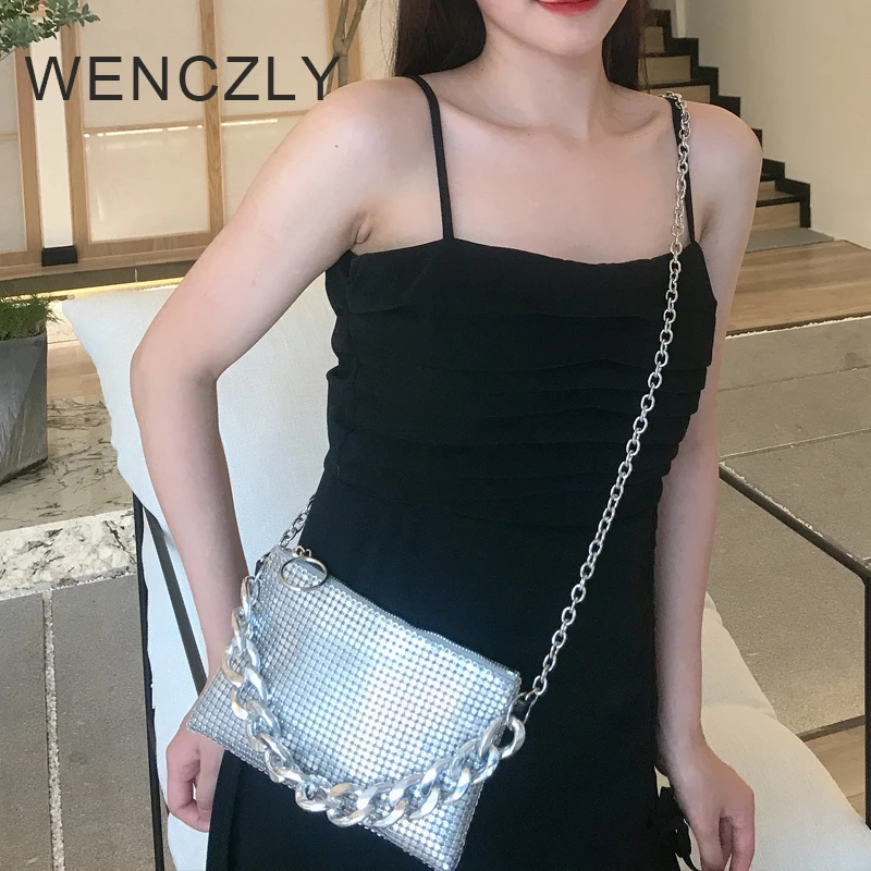 WENCZLY Bags For Women Luxury Designer Crossbody Shoulder 2023 New In Metal Style Aluminum Sheet Material Hollowed Out Small