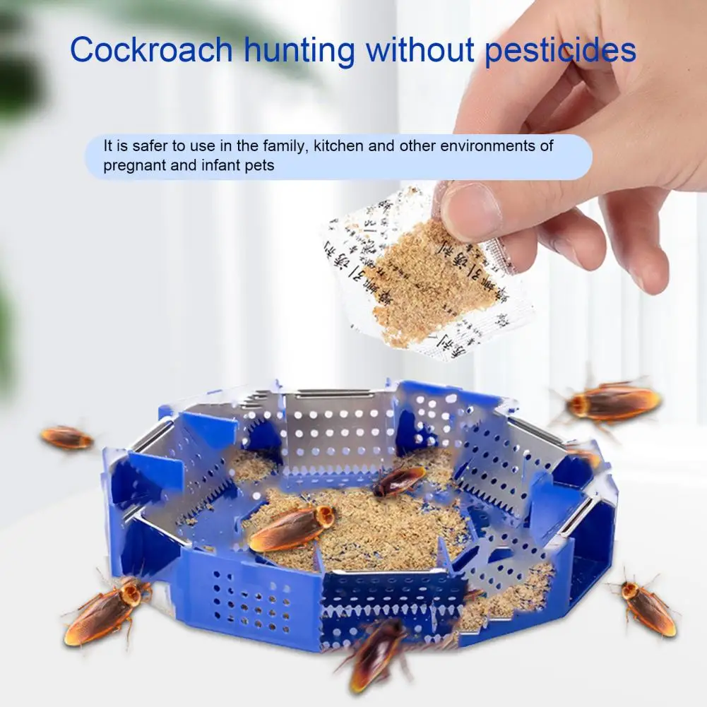 Cockroach Catchers Box 6 Entrance Single Layer PP Plastic Round Roach Trap Box for Kitchen