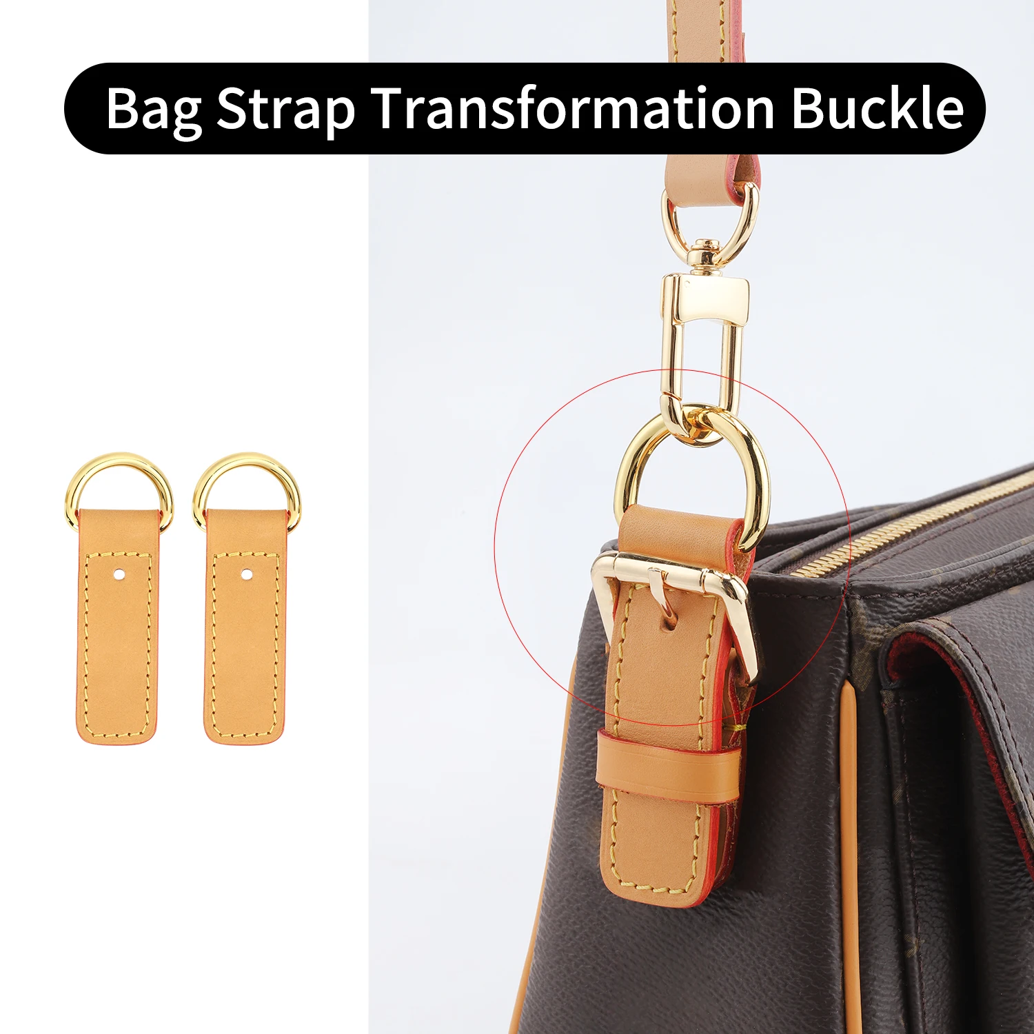 WUTA Bag Strap Transformation for LV Viva Cite Handbag Strap Buckle, Leather Protection Anti-wear Buckle Bag Accessories