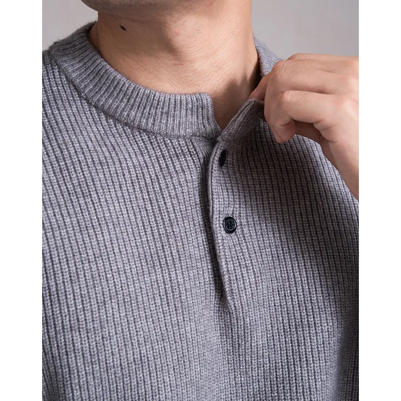 New Fashion Autumn Winter Thickened Collar Men's Sweater Casual Wool Sweater