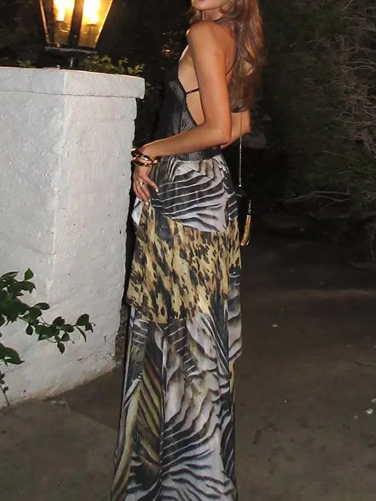 Bandage Patchwork Sexy Holiday Party Dress, Women Summer V Neck Simple Maxi Dress, Sleeveless Spaghetti Strap Chic Ladies Dress