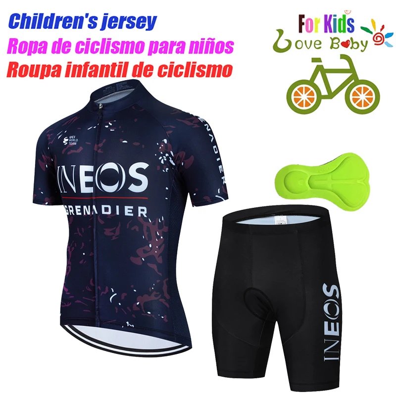 

Kids Cycling Jersey Set INEOS Shorts Sleeve Summer Breathable Quick Dry Children Ciclismo Clothing Boy Girls Bicycle Sports Suit