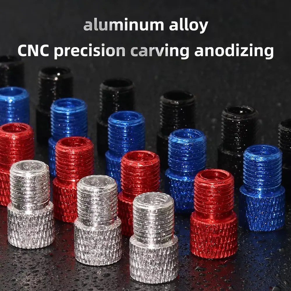 4pcs Aluminum Alloy Bike Valve Adapter Convert Presta to Schrader Valve Bicycle Pump Air Nozzle Tube Tools Bicycle Accessories