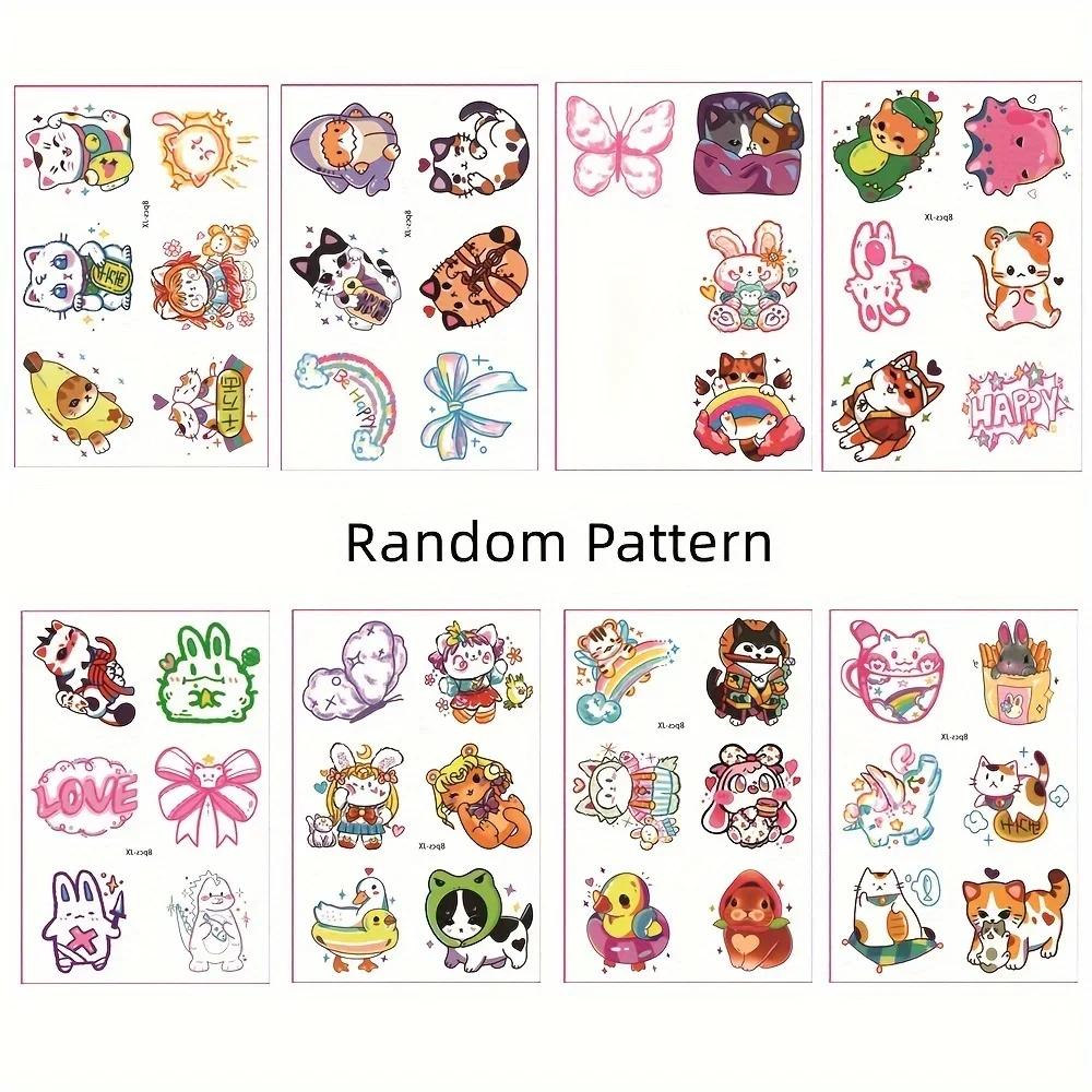 8 قطع من ملصقات الوشم اللطيفة بأنماط صغيرة، ملصقات وشم مؤقتة مقاومة للماء ومتينة