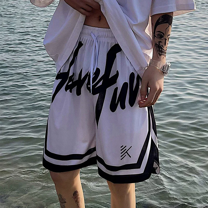 

American Style Basketball Shorts Men Summer Thin Five-Point Sport Beach Pants High Street Trend Casual Loose Fit Youthwear