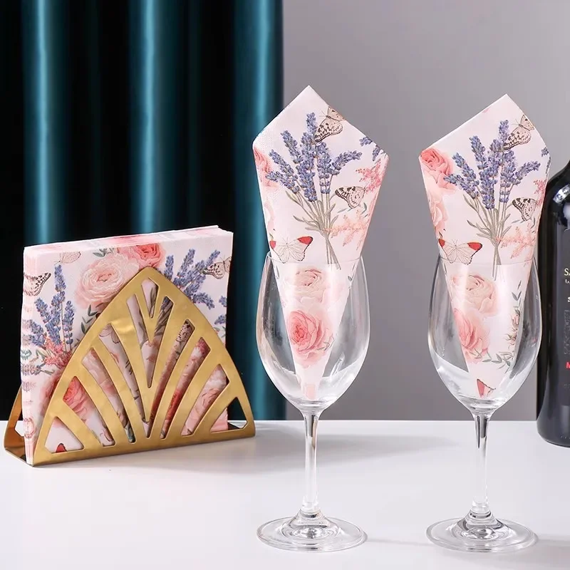 20Pcs 2Ply 33cm Floral Napkins Roses Lavender Butterfly Disposable Paper Napkins for Party Decor