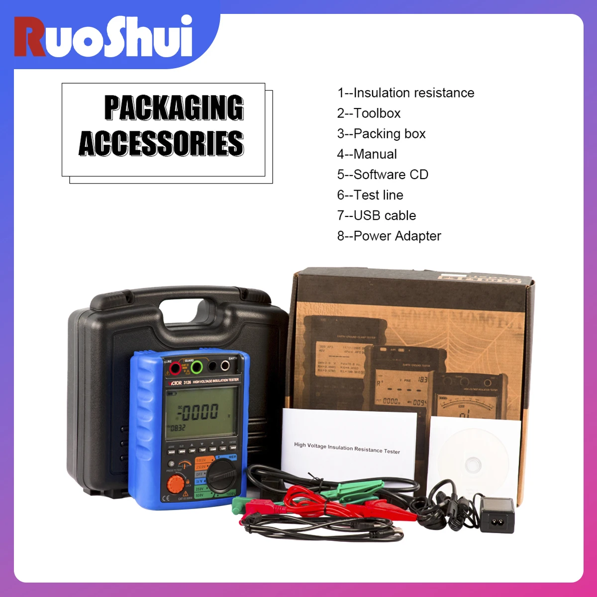 VICTOR 3123 Hight Voltage Digital Insulation Resistance 9999 Count 250V/500V/1000V/2500V DC/AC Voltage MeasurementTester