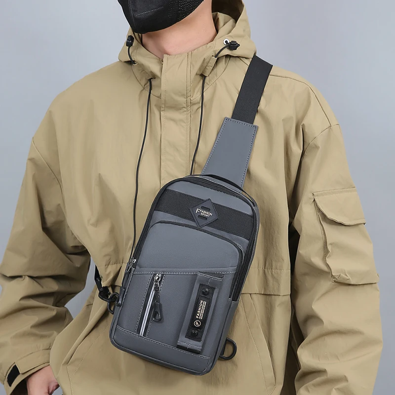 

Мужская повседневная нагрудная сумка, портативная сумка через плечо, многослойная сумка через плечо для хранения