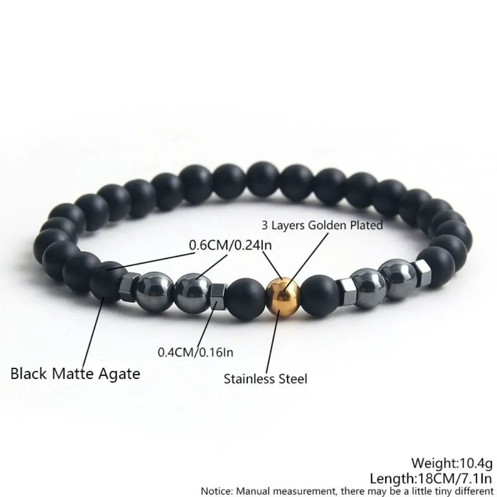 Anti-Swelling Adjustable Anklet Bracelet Elastic Magnetic Black Lava Stone Bracelet 4/6mm Beads Beaded Bracelet Yoga Meditation