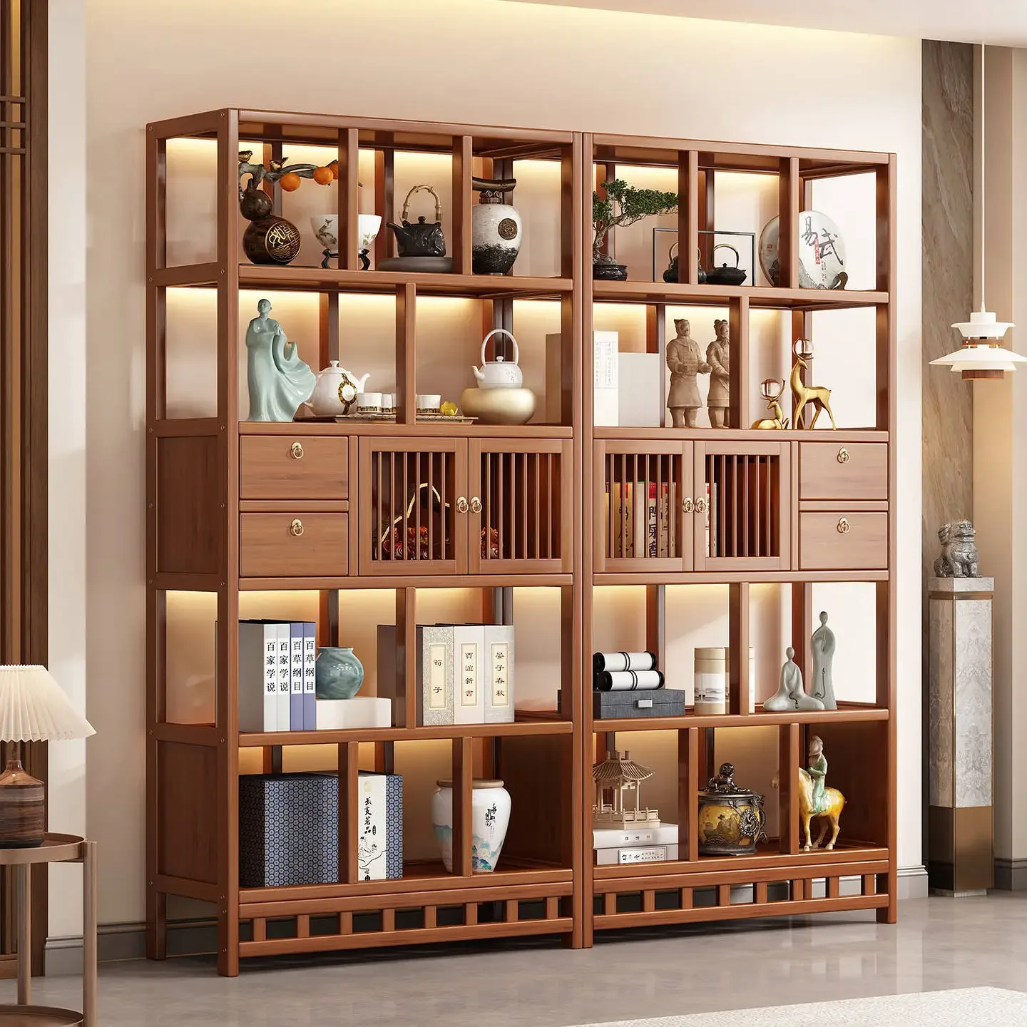 Bogu rack Duobao Pavilion tea rack partition ornament office living room tea room multi-functional display cabinet