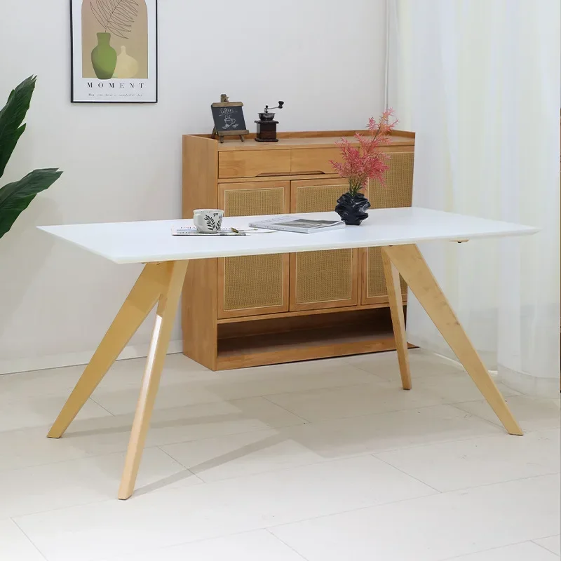 CX Japanese-style solid wood rock board table wabi-sabi wind modern simple solid color log wind whale dining table