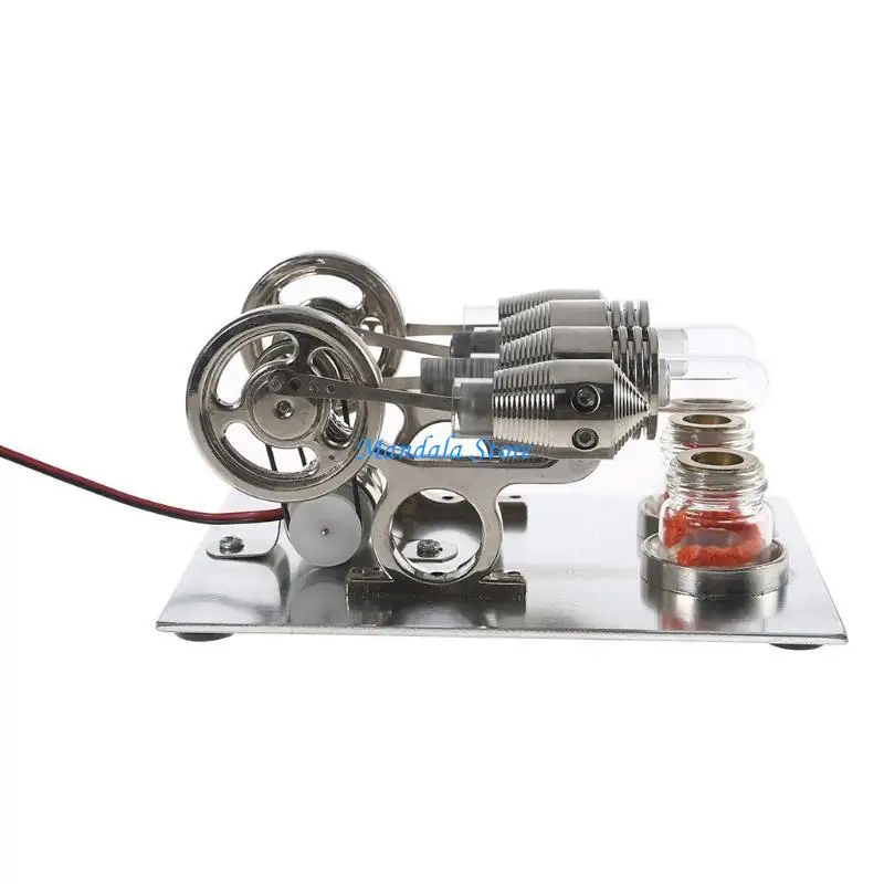 U2JC Double Cylinder Stirling Engine Motor Hot Generator Desktop Ornaments