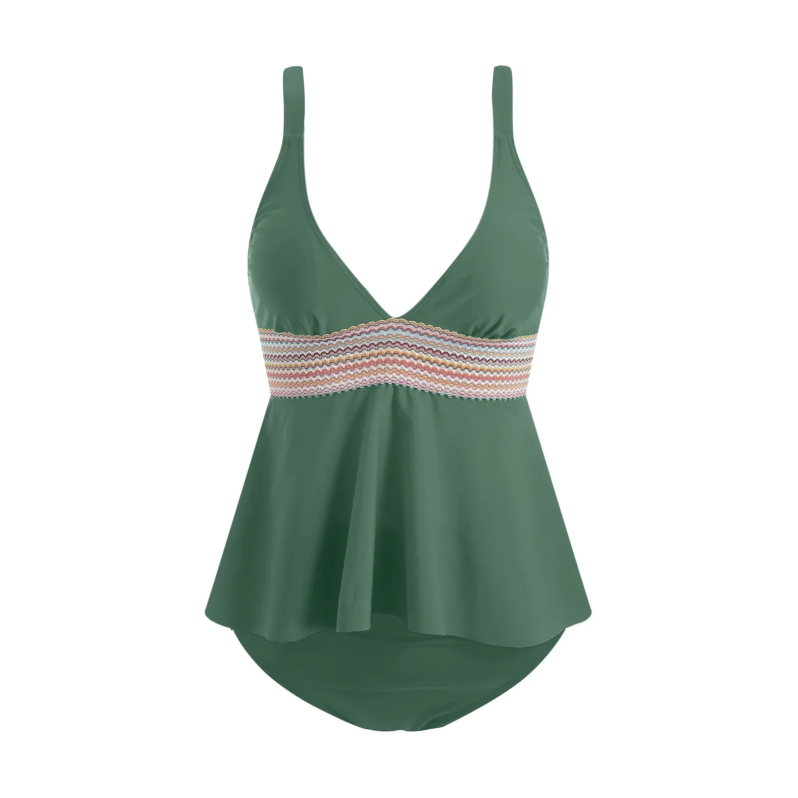 Abiti da vacanza Donna 2025 Costumi da bagno Tankini per donna Costumi da bagno a due pezzi Gonna da bagno a blocchi di colore Bikini per figure curve