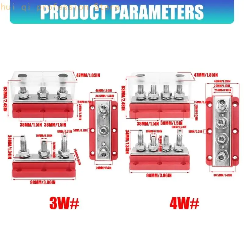 Batterie-Stromschiene 300A für elektrische Systeme, Stromverteilerblock-Set für Wohnmobil-, Marine- und Anhängerverkabelung H8WE – Detail 6