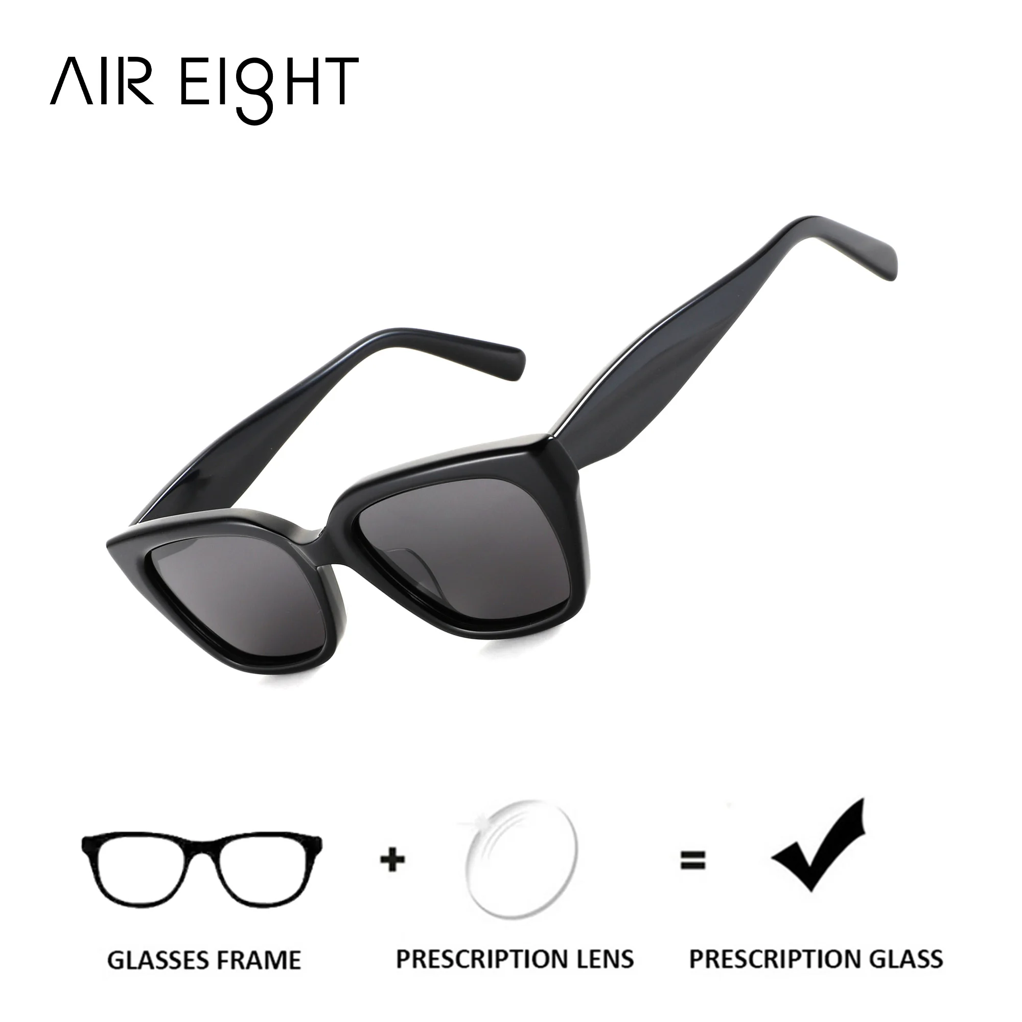 AIREIGHT M Size Acetate Butterfly Myopia Polarized Prescription Sunglasses UV400 Glasses for Sight for Women