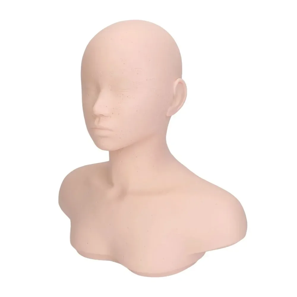 Multifunctional Mannequin Head Model with Shoulder for Massage Practice Training Mannequin Head Versatile Soft Comfortable Touch