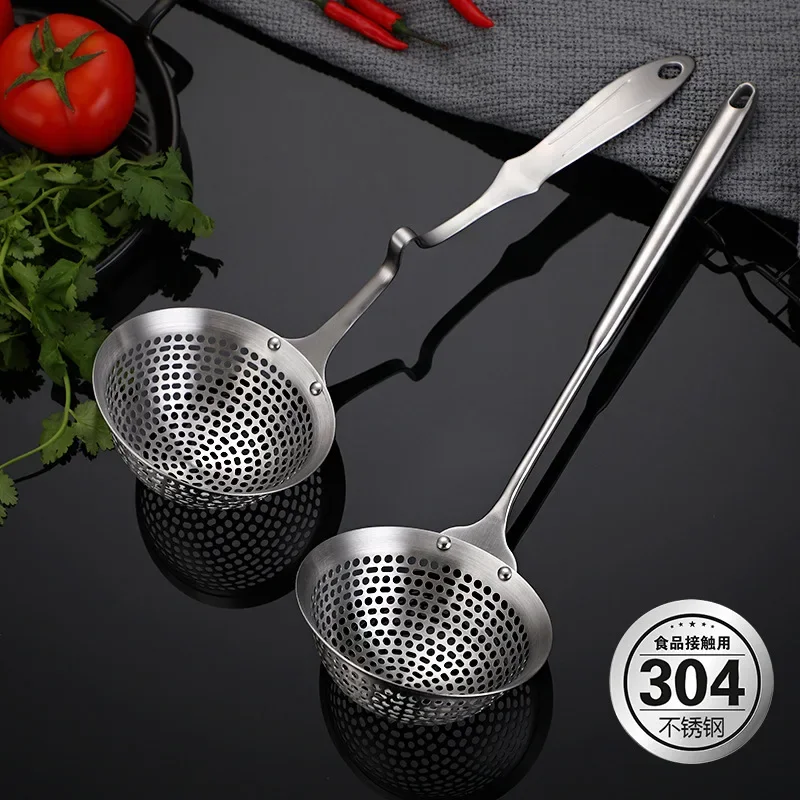 

304 Stainless Steel Colander Long Handle Strainer Cooking Skimmer Dumpling Food Spoons Pasta Tools Kitchen Accessories Rice bowl