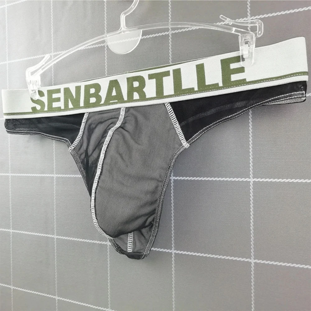 

Underpant T-back Thongs Mens Underwear Men's Army Green Breathable Low Waist G String Bikini Panties with Soft Pouch