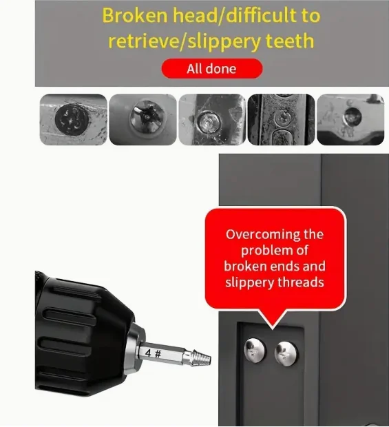 

Double-headed screw extractor Damaged Screw extraction tool Center Drill Bit Set Woodworking Tools Broken Bolt Remover