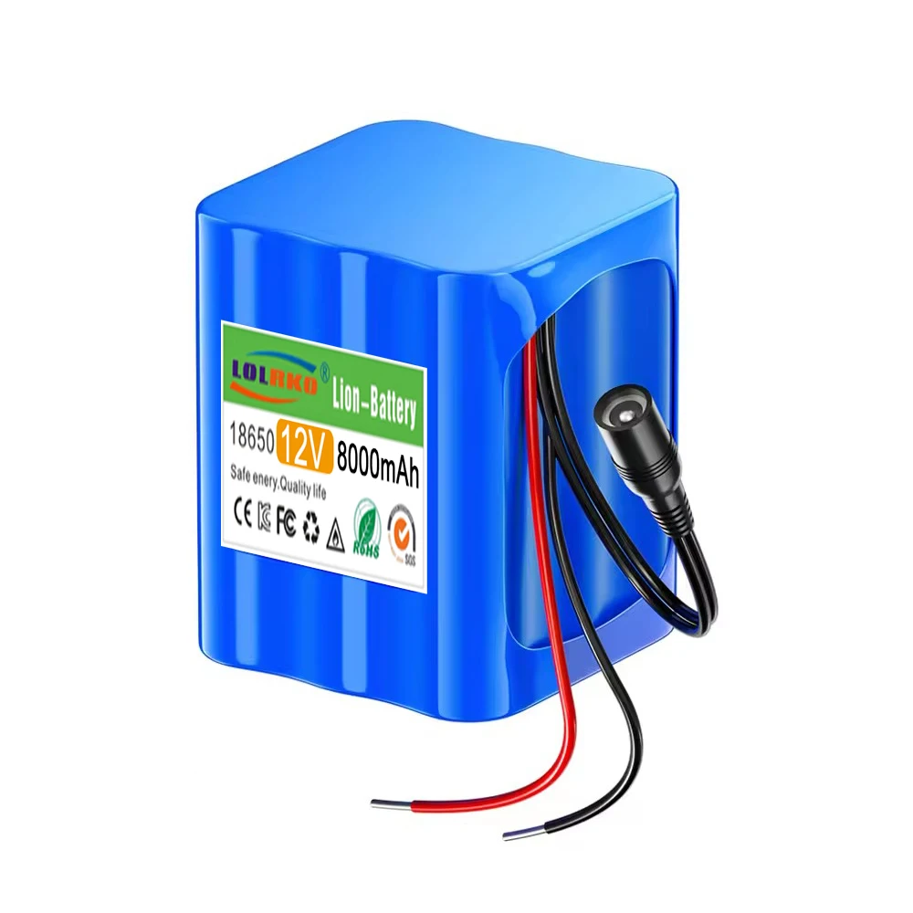 Rechargeable battery 12V 8Ah Lithium battery pack for 12V DIY equipment LED Lamp Alarm systems DIY Reading Lamp CCTV Cameras