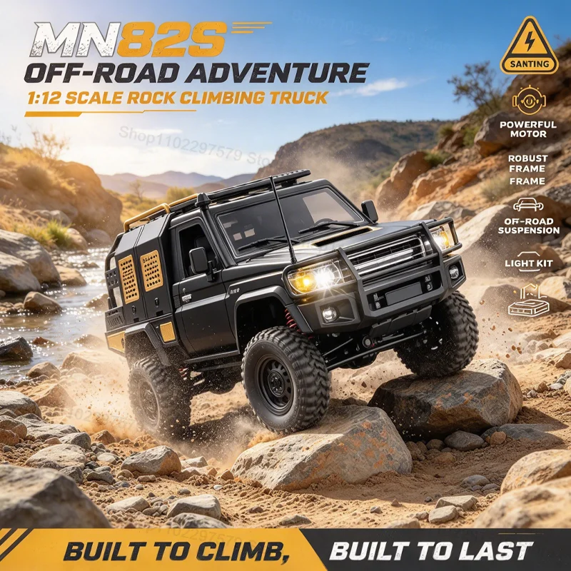 1/12 MN82S RC Crawler 4WD Off Road Truck 2.4G Full Proportion Remote Control Climbing Car With LED Light Hobby Model For Adults