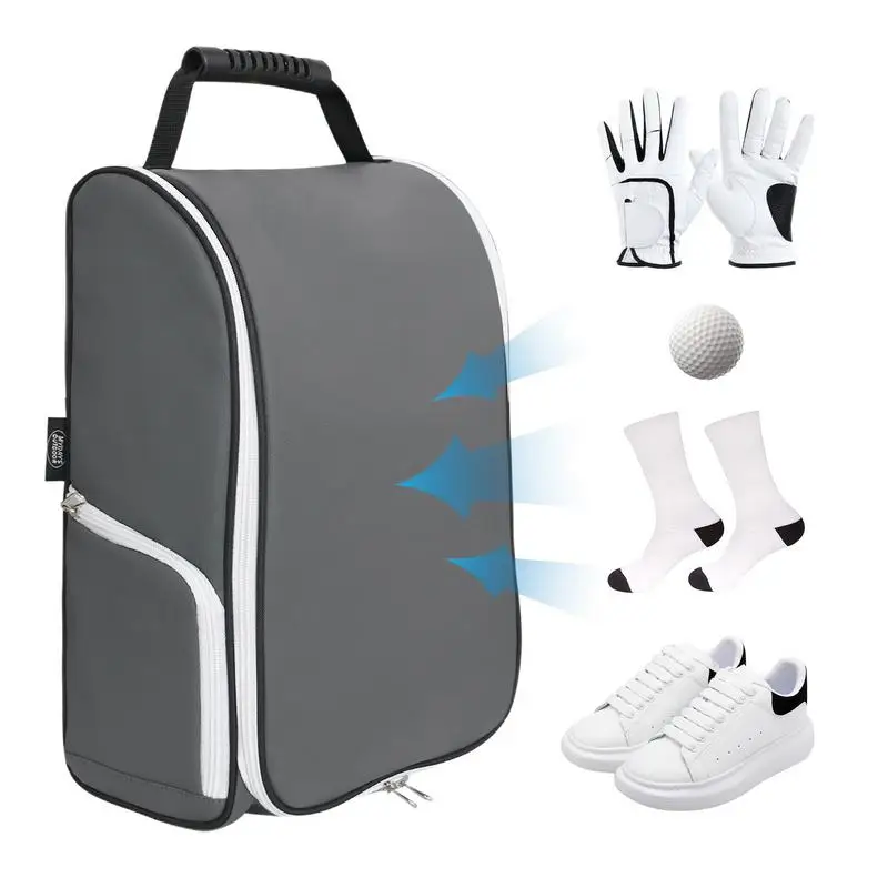 

Soccer Cleat Bag Bowling Shoe Bag For Golf Accessory PU Leather Sports Shoe Organizer Shoe Case Tote Bags For Golf Baseball