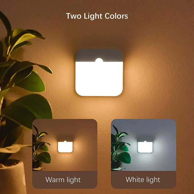 LED Night Light, Human Motion Sensor Lamp USB C Rechargeable Closet Light, Wireless LED Wall Lamp For Stairs Closet Kitchen Bed