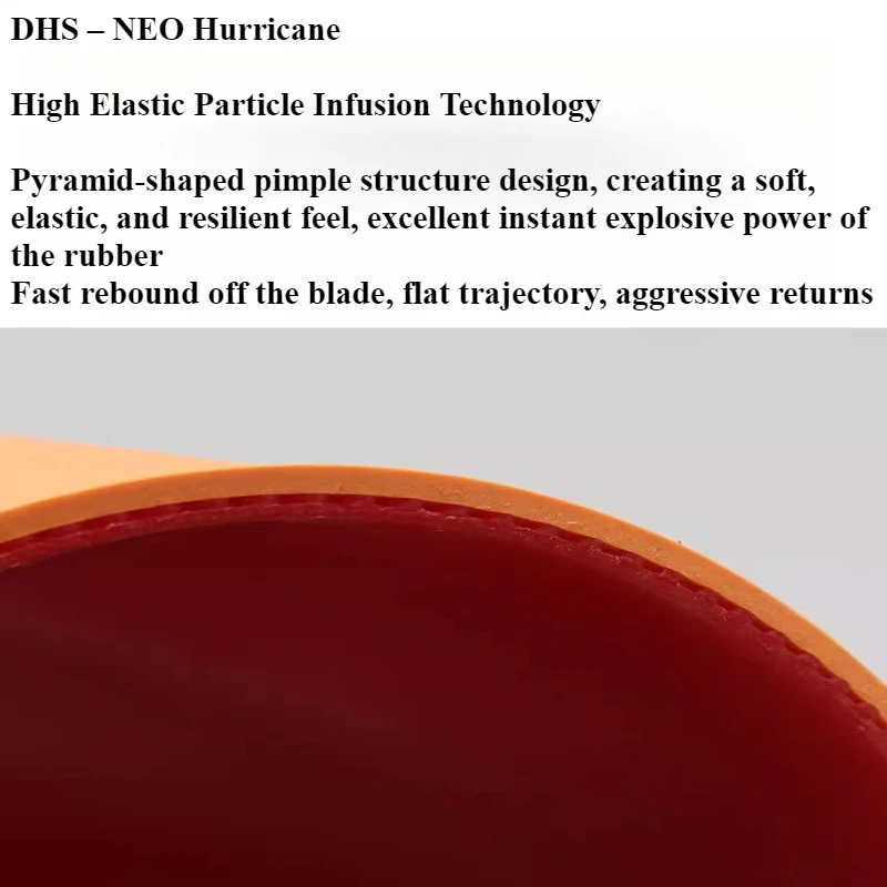 مطاط تنس الطاولة DHS NEO Hurricane 3 الأصلي مع إسفنجة زرقاء/برتقالية صلبة 38 ° -41 ° مطاط بينج بونج للهجوم السريع وحلقة ITTF #6