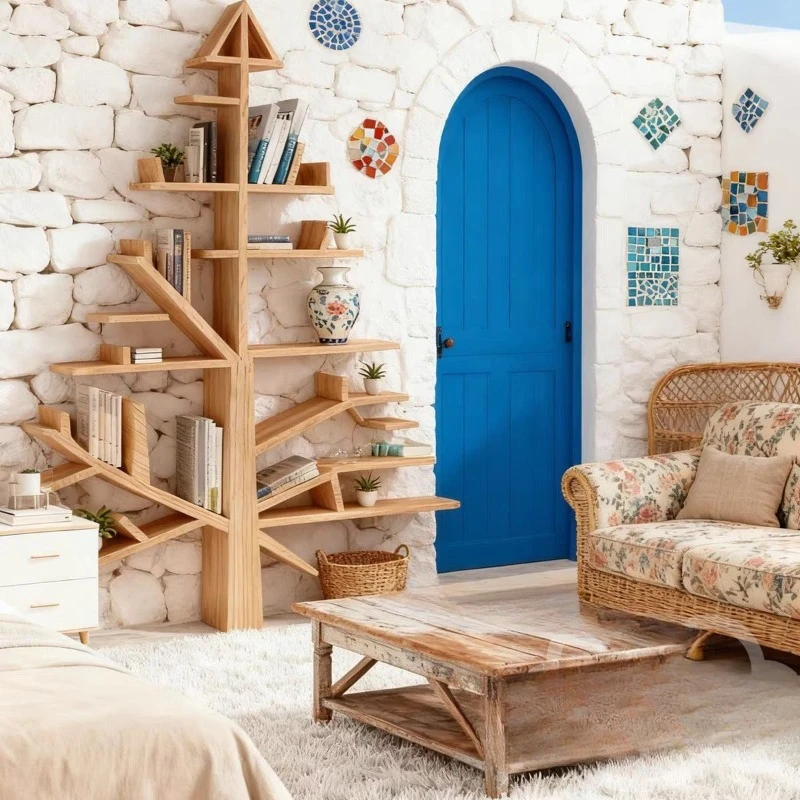 Tree-shaped bookshelf decorative shelf shelf, tree branch wall baffle wall hanging creative bookcase display shelf