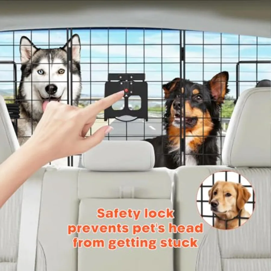 2025 Upgraded Dog Car Barriers for SUV with HumanPets Interaction Window 36.5 to 60 Adjustable HeavyDuty Wire Mesh Dog Car Barr