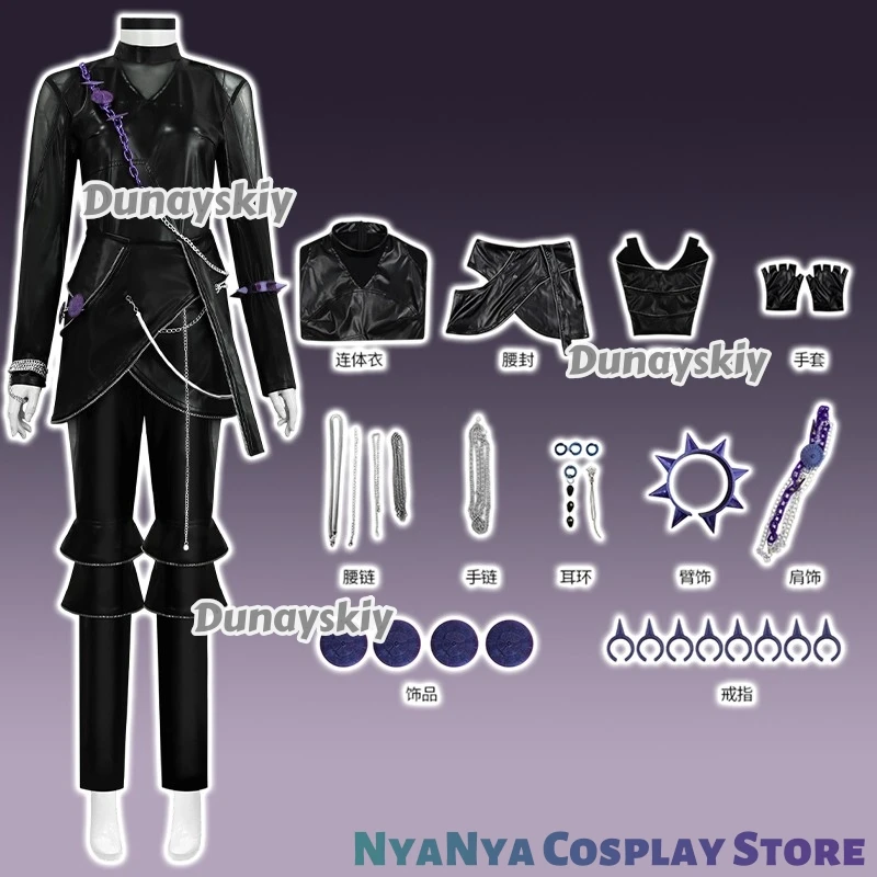 헌트릭스 조이 코스프레 한국 아이돌 케이팝 데몬 섹시 푸 펑크 점프수트 블랙 배틀 디스프라즈 닌자 지라이 케이 코스프레 할로윈 파티 코스