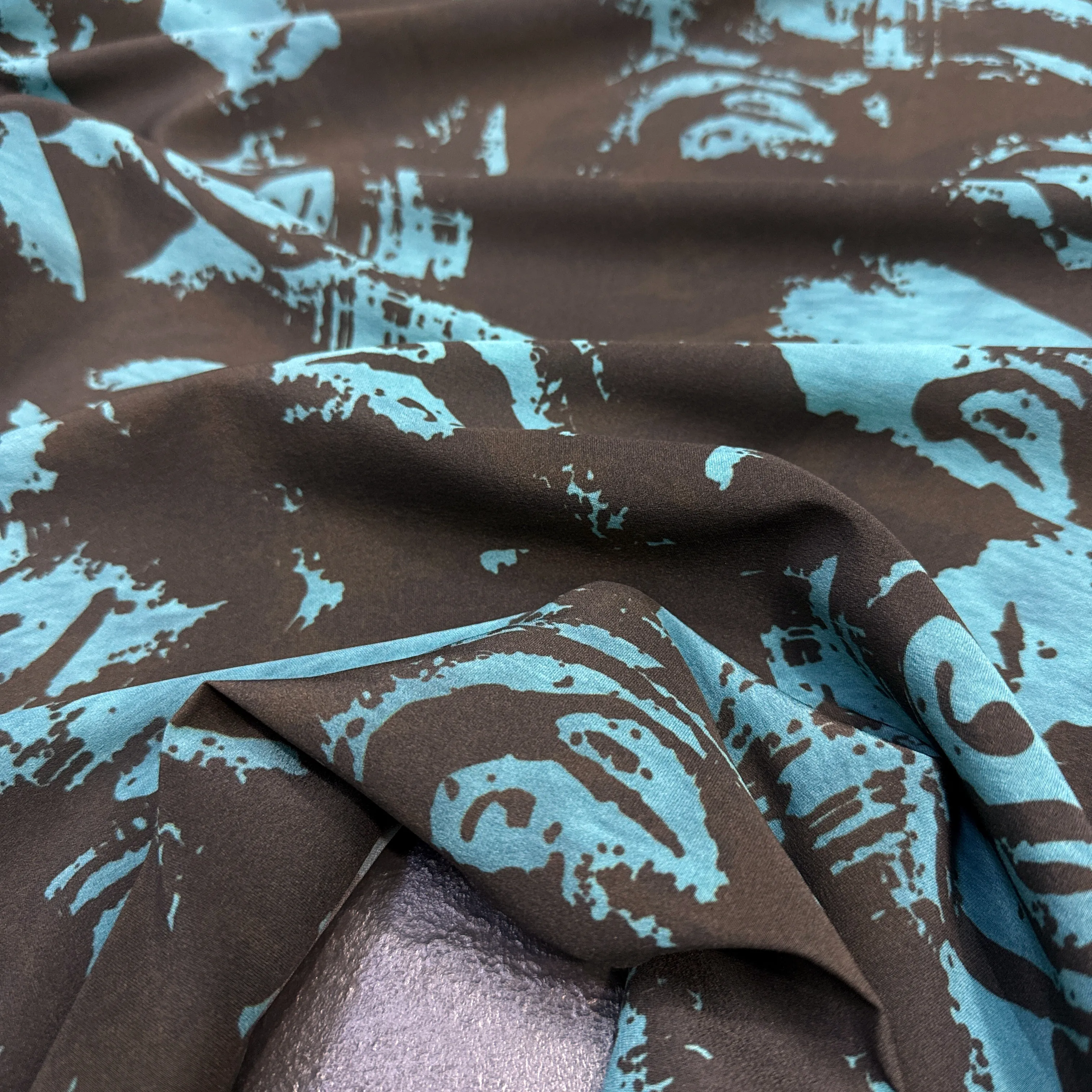 Blue Abstract Printed Stretch Silk Crepe de Chine Fabric for DIY Sewing Summer Dress Skirt Pajamas Soft Silk Fabric FR6989