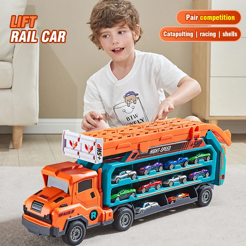 3D-Schienenauto über der Spur, fliegendes Auto mit hoher Wirkung, transformiertes Trägheitsauto, Puzzle, Elektroauto-Spielzeugset, Legierungsauto-Spielzeugset für Kinder