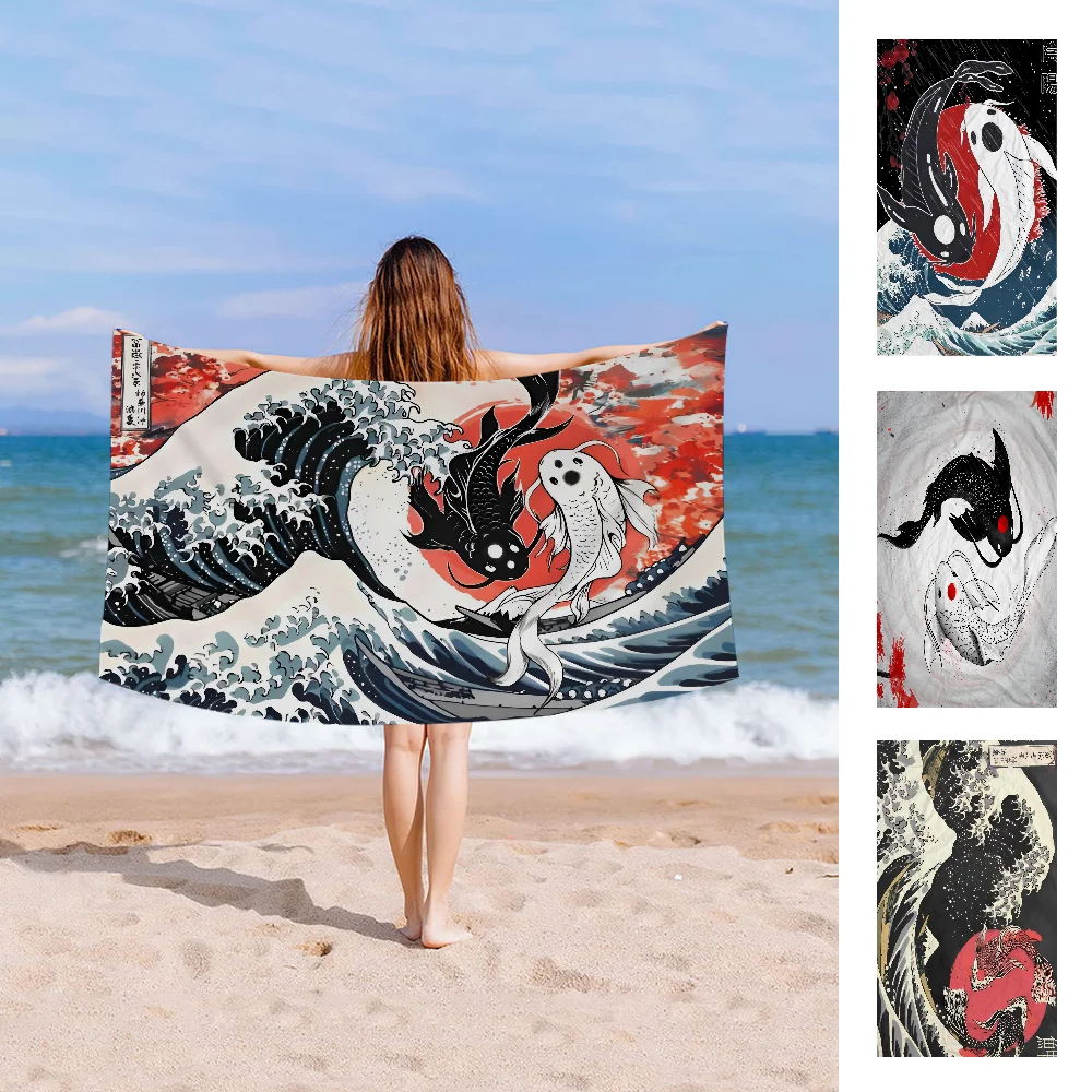

Chinese Tai Chi Bagua Yin Yang Two Fish Towel Microfiber Beach Towel Absorbent Quick dry Soft Yoga Swimming Resort Mountain