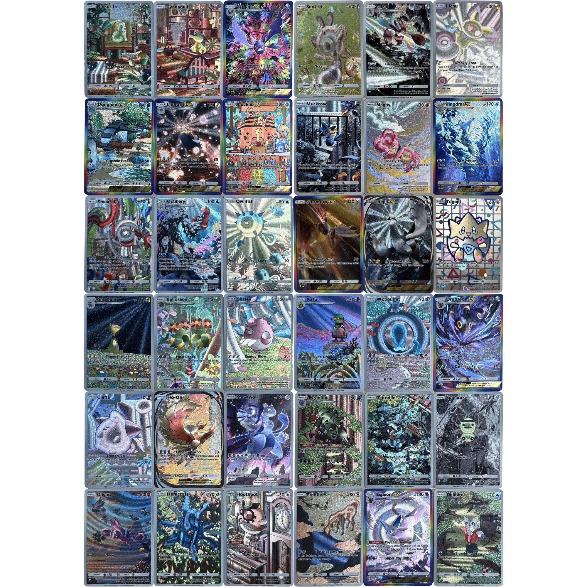 9 Pçs/set Diy Ptcg Lugia Umbreon Mewtwo Ho-Oh Pichu Bolso Textura Inglês Cartão Flash Jogo Clássico Anime Coleção Cartões Brinquedo