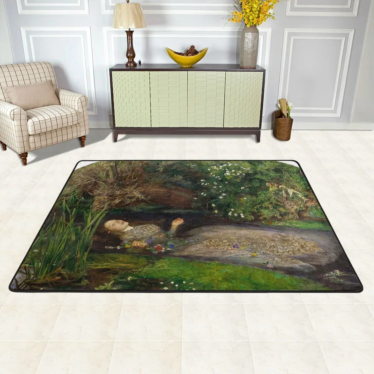 Ophelia By John Everett Millais Rug Carpet Fluffy Carpet 3D 24x36in Or bigger